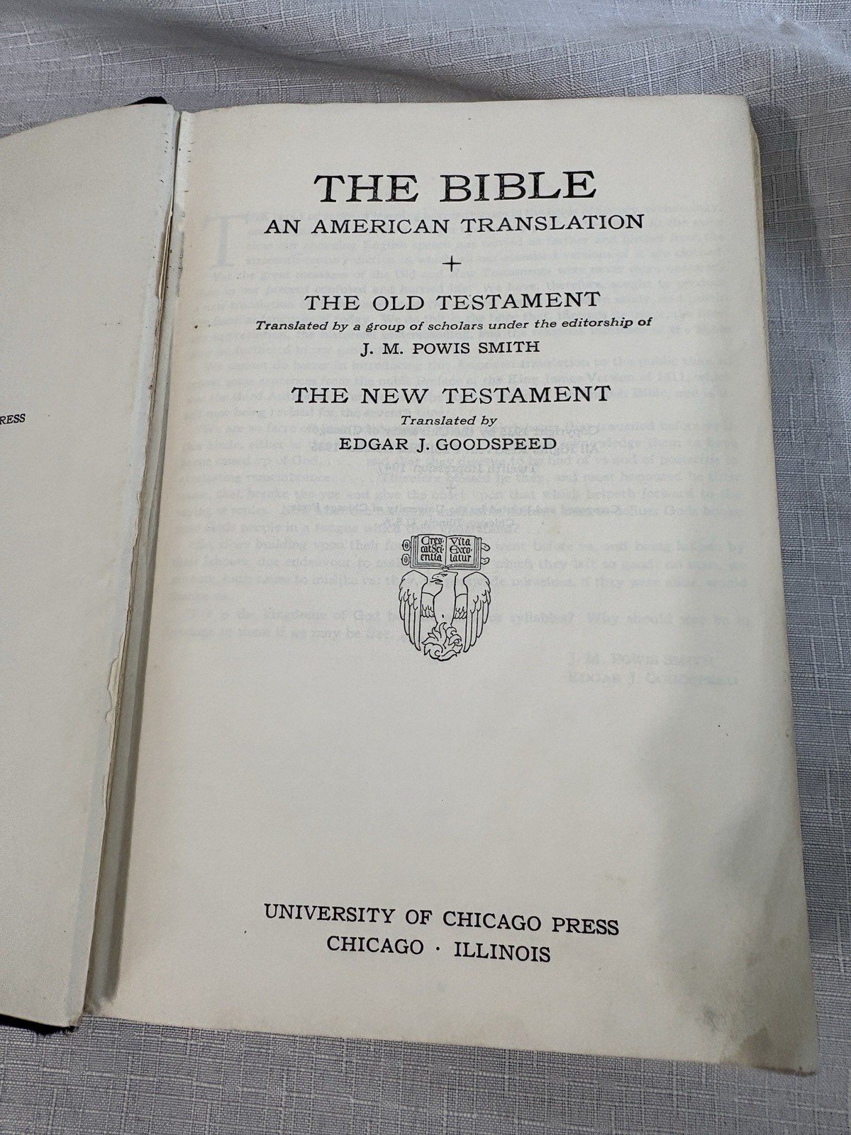 The Bible An American Translation 1935 Smith & Goodspeed University of Chicago