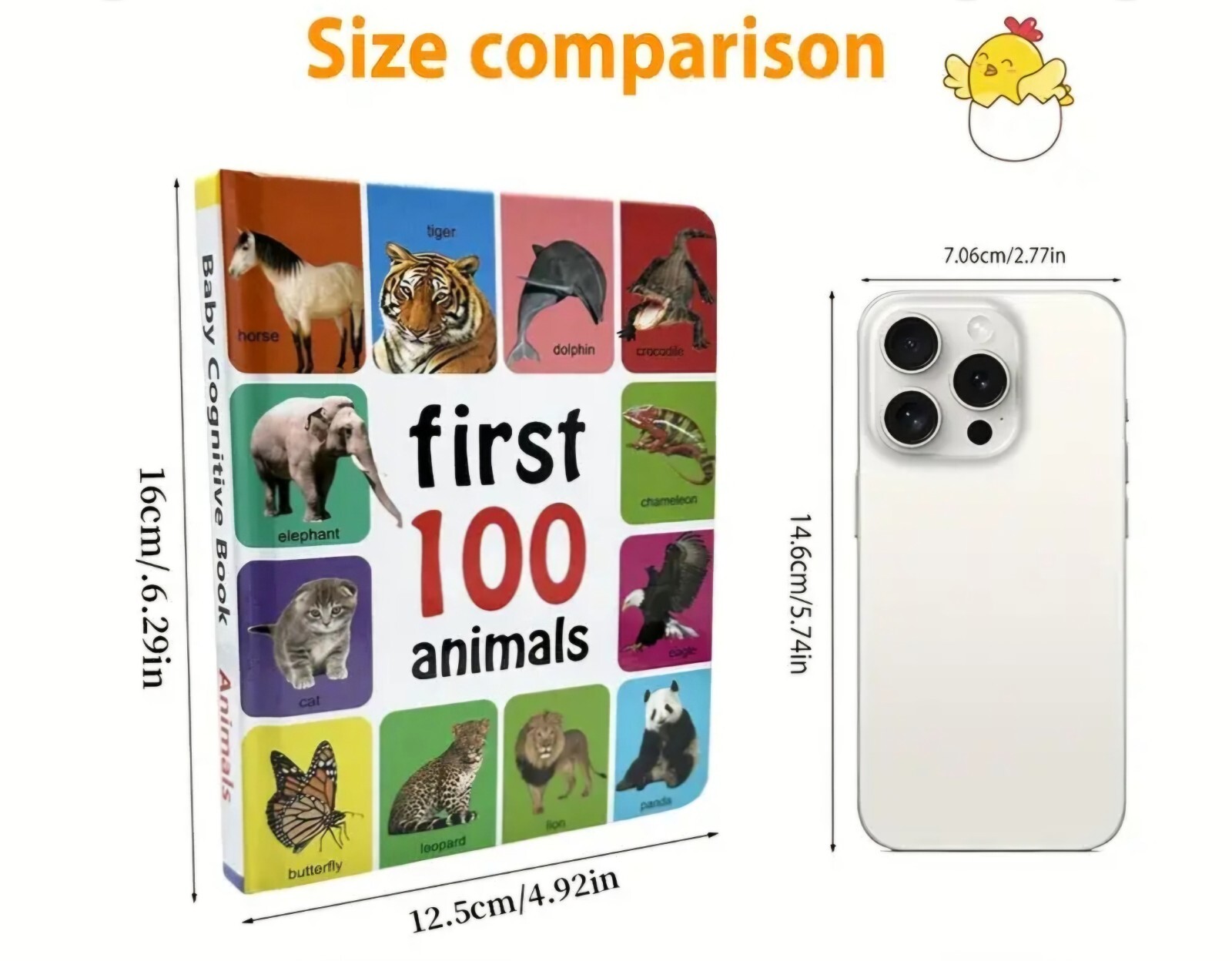 Baby Book First 100 Animals Hardcover Toddler Hard Pages Mini Size 6in NEW