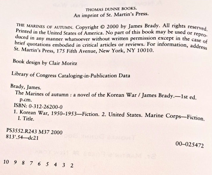 ‘SIGNED’ The Marines Of Autumn by James Brady (2000) 2nd Printing B2