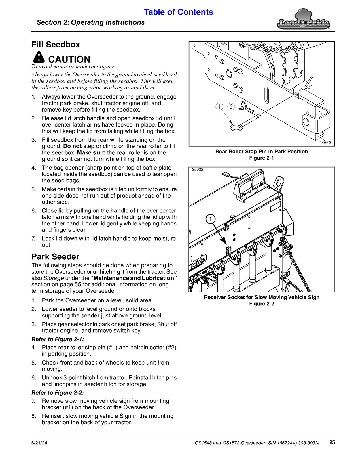 LAND PRIDE OS15 Series Overseeders Operators Manual – WIRE BOUND – TOUGH COVERS