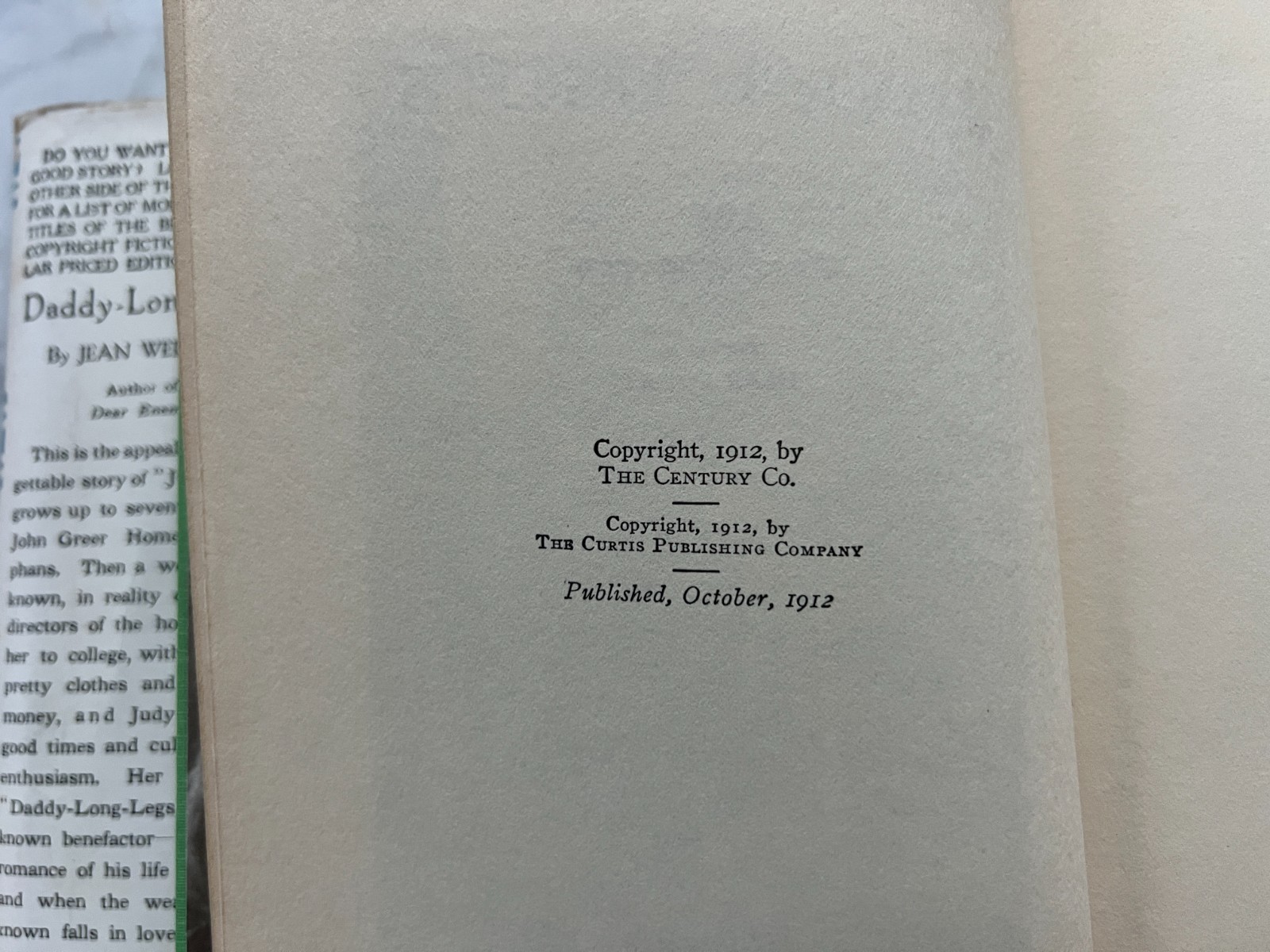 “Daddy Long Legs” Jean Webster 1912 Hardcover w/ Dust Jacket Book