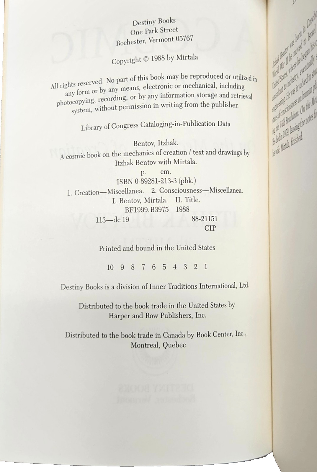 A Cosmic Book – First Printing, 1988 Paperback