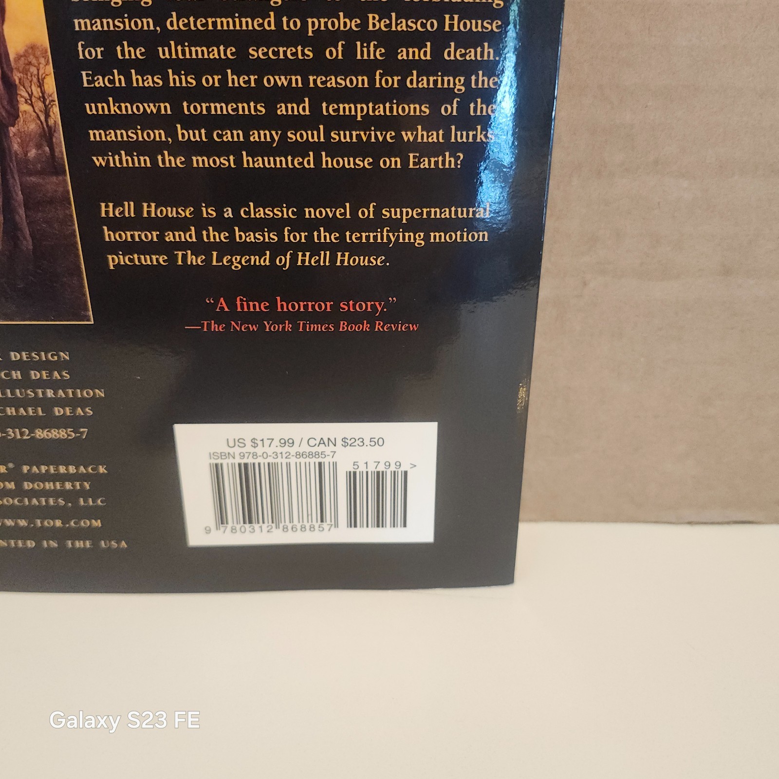 ✌️Hell House : RICHARD MATHESON: 1ST ED.,10/1999, TPB, TOR BOOK, NEW