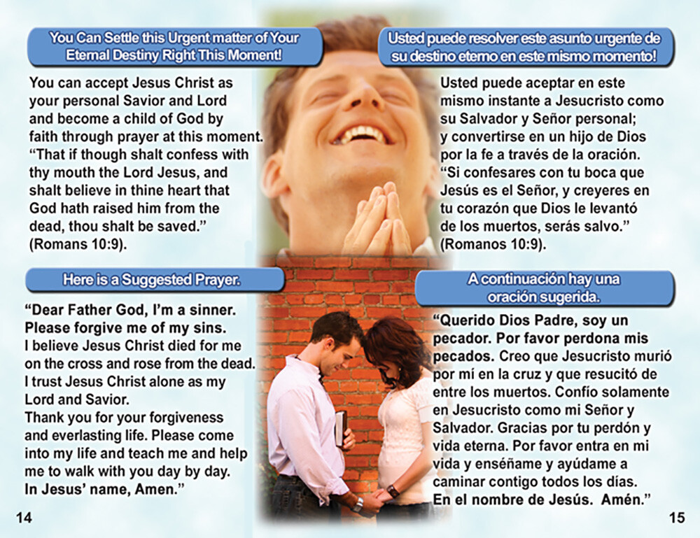 “ENGLISH & SPANISH” Bilingual Tracts, 20 Pages Each, Pack of 40 units, POWERFUL!