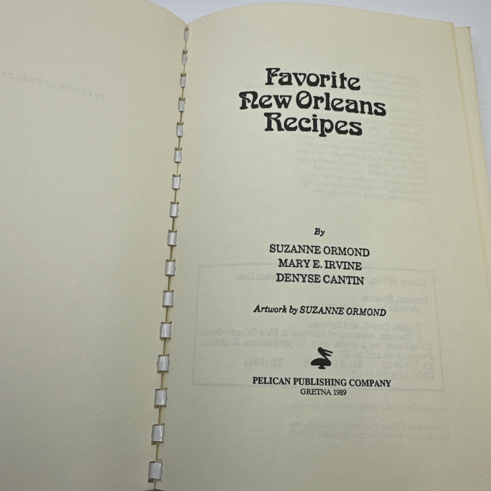 Favorite New Orleans Recipes 1989 Spiral Bound Louisiana New Orleans Cookbook
