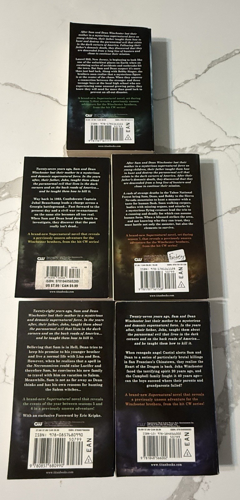 Supernatural CW TV Series Paperback 5 Book Lot