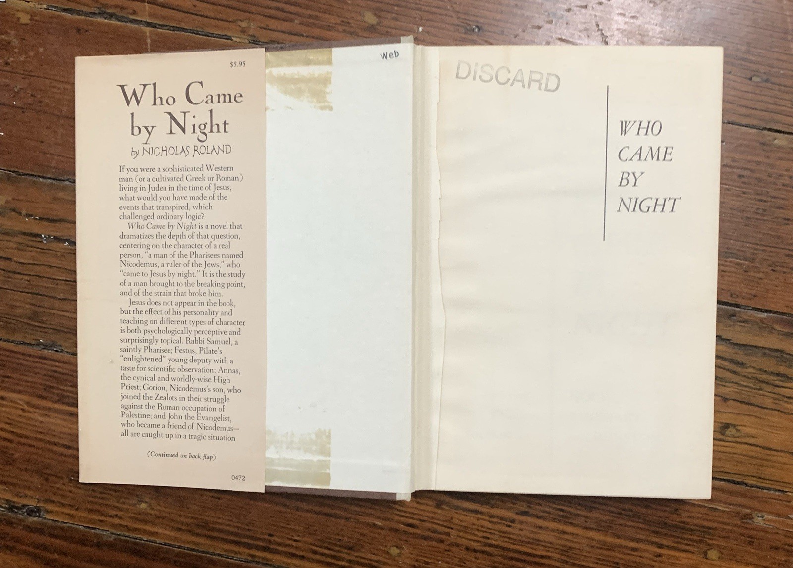 WHO CAME BY NIGHT By Nicholas Roland – Hardcover *Excellent Condition* DJ Book