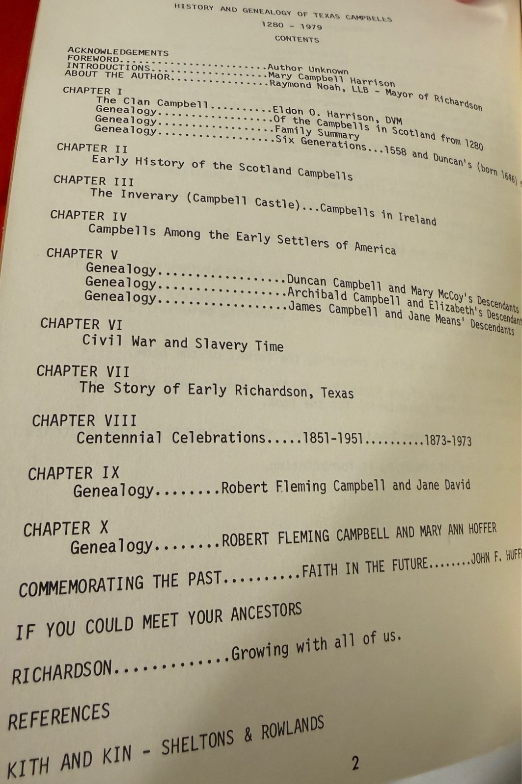 Texas Campbell Family: History and Genealogy 1280 to 1979 Mary Campbell Harris