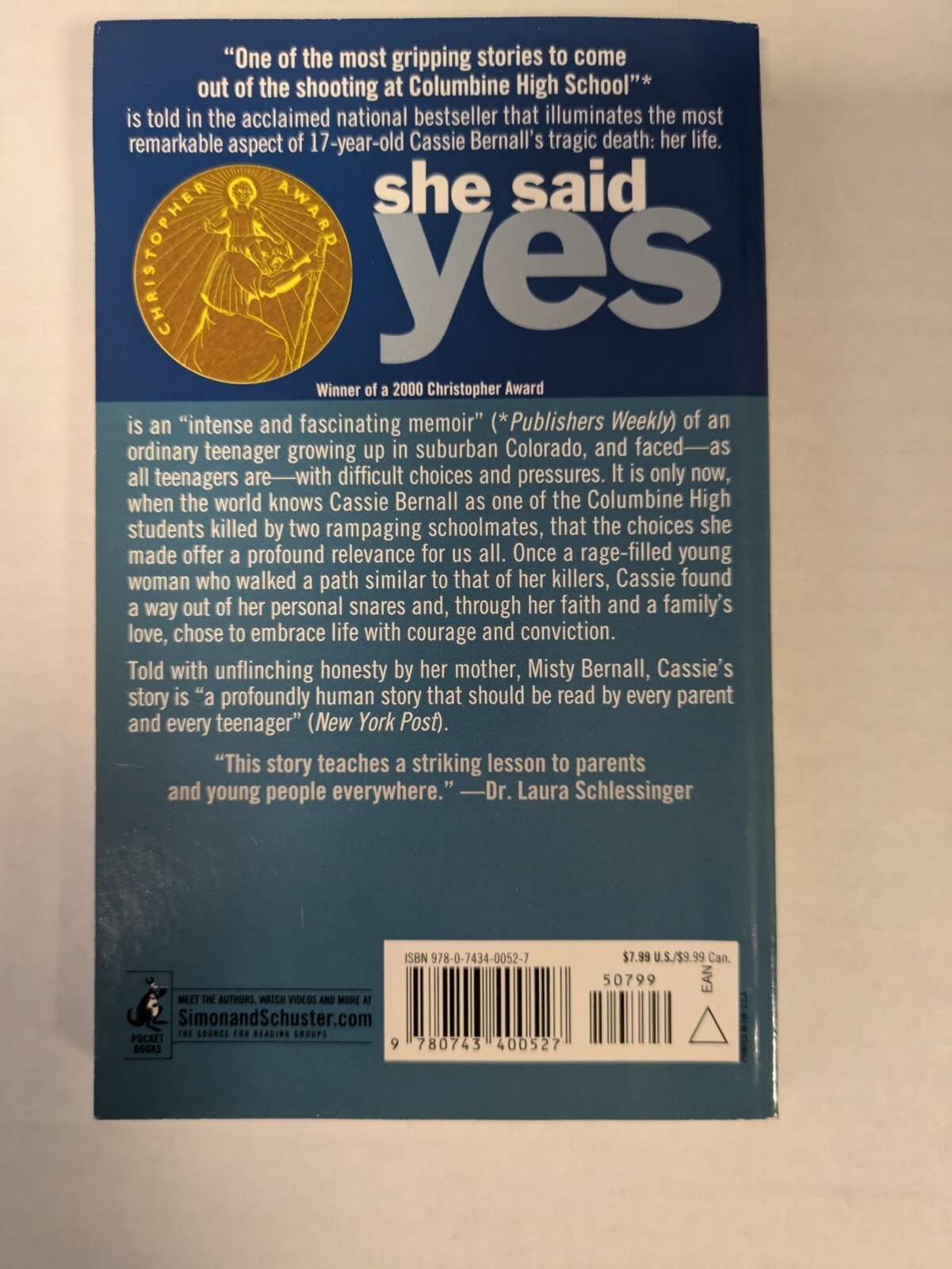 She Said Yes Misty Bernall Cassie Bernall Columbine Biography Book Mass Market