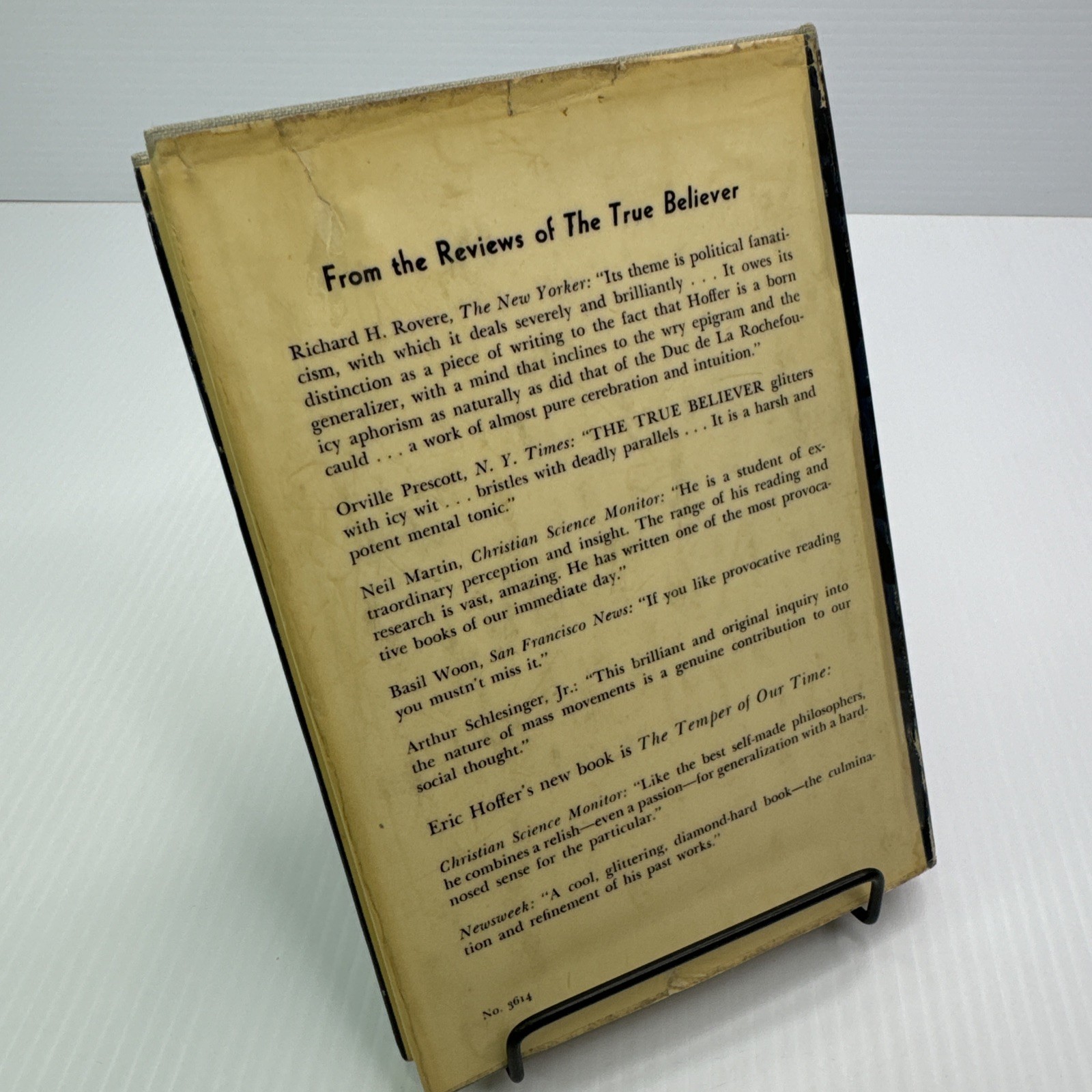 The True Believer Eric Hoffer First Edition Later Print c1951 HC Harper & Row