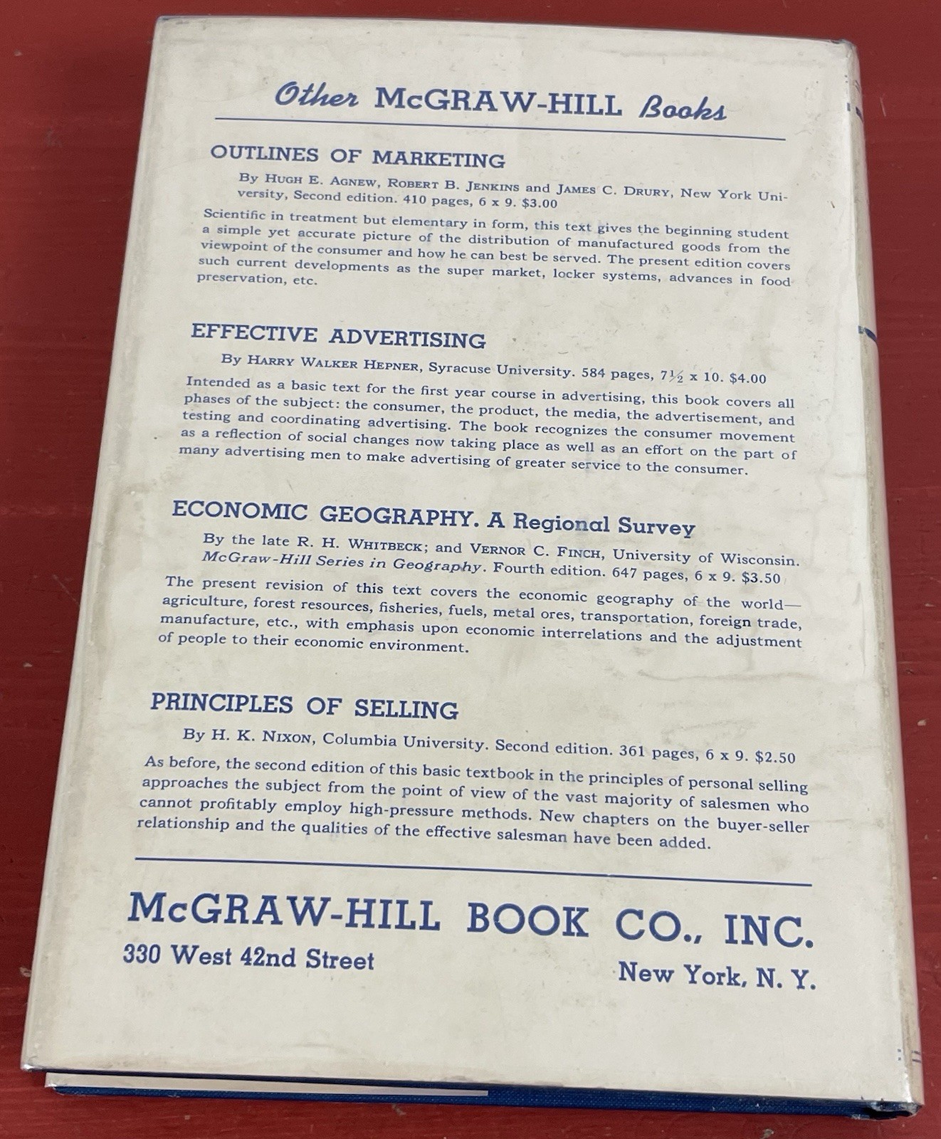 Merchandising Techniques by Edwina B Hogadone & Donald K Beckley HC 1st Ed. 1942