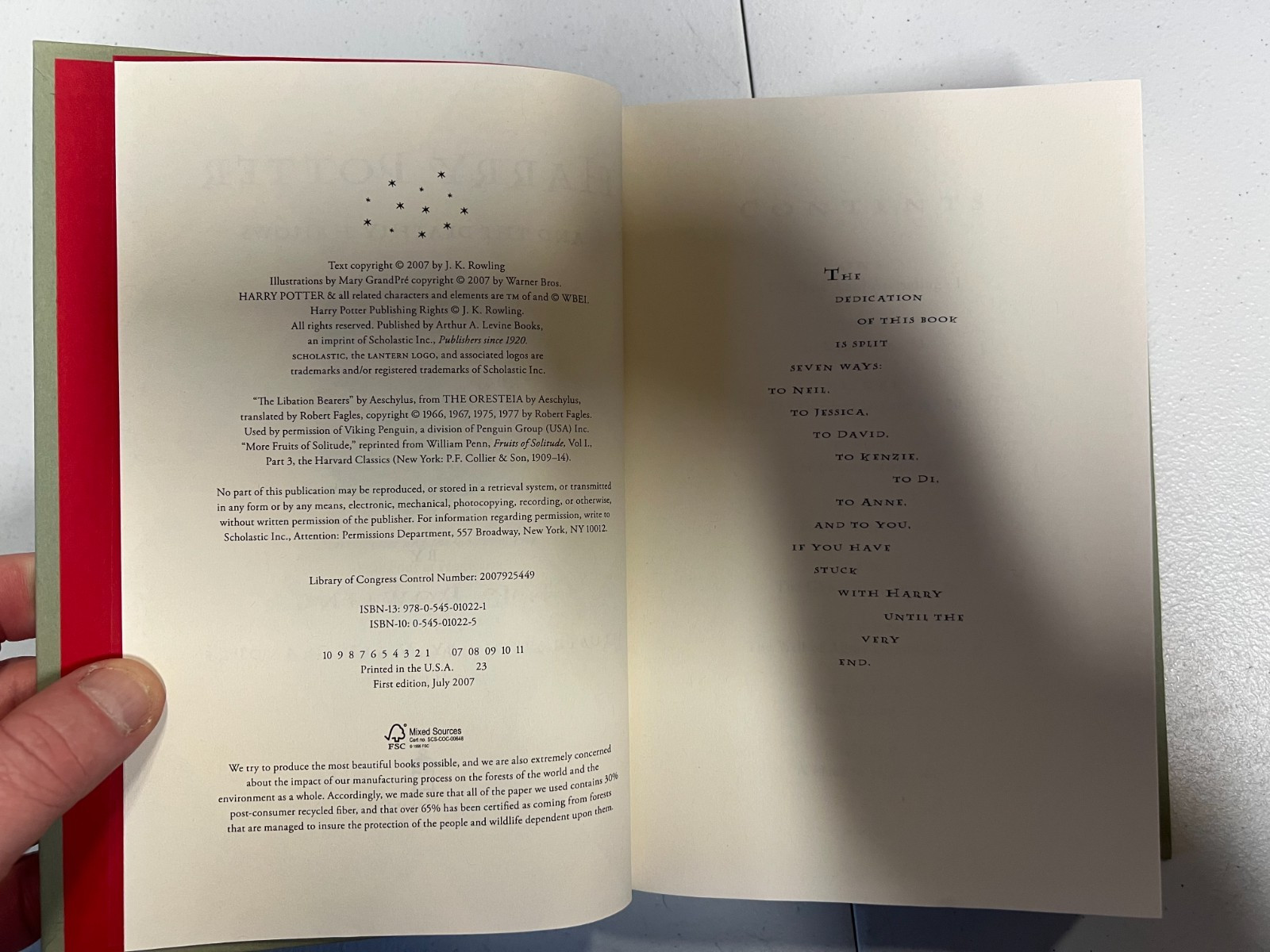 HARRY POTTER AND THE DEATHLY HALLOWS ~ 1ST/1ST PG 759 ERROR WITH 4 BLANK PAGES
