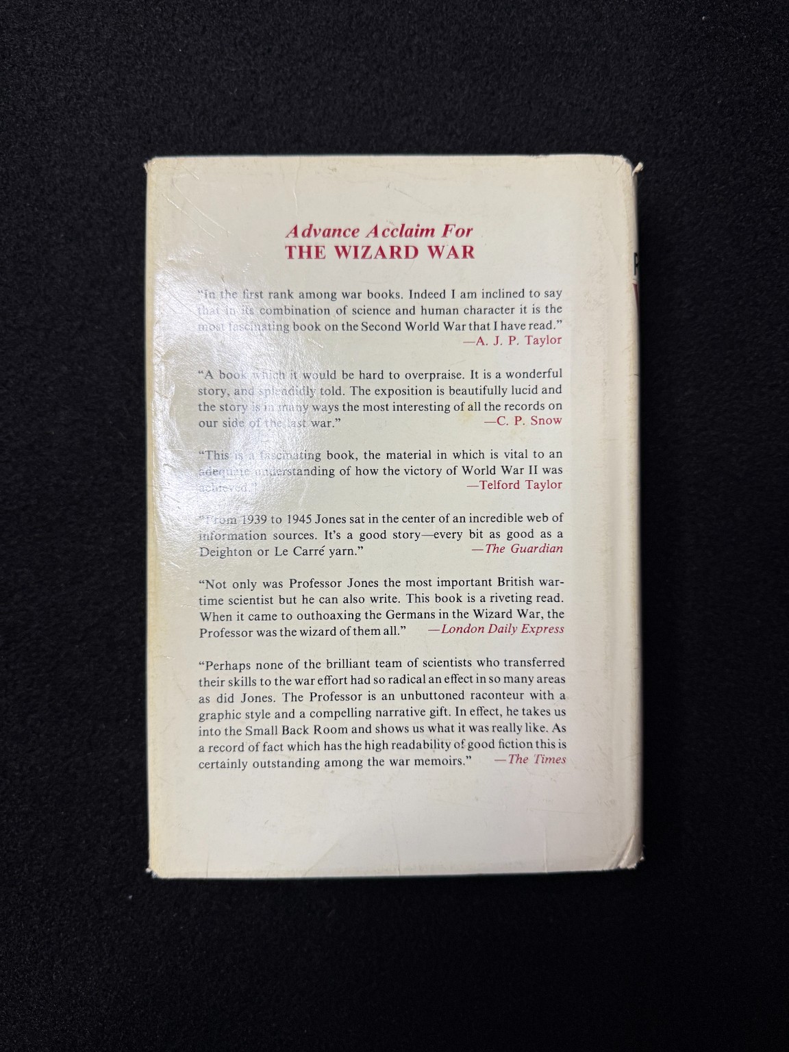 The Wizard War R.V. Jones British Scientific Intelligence 1978 HC DJ