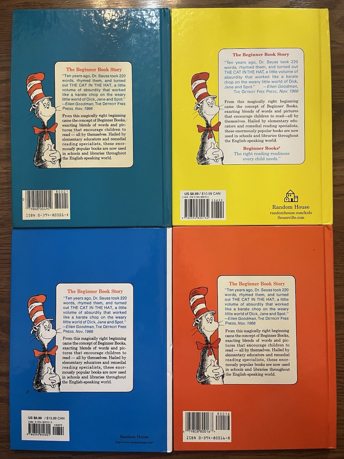 Dr Seuss Books Cat In The Hat Green Eggs And Ham One Fish ABC 9.25 by 6.75 inch