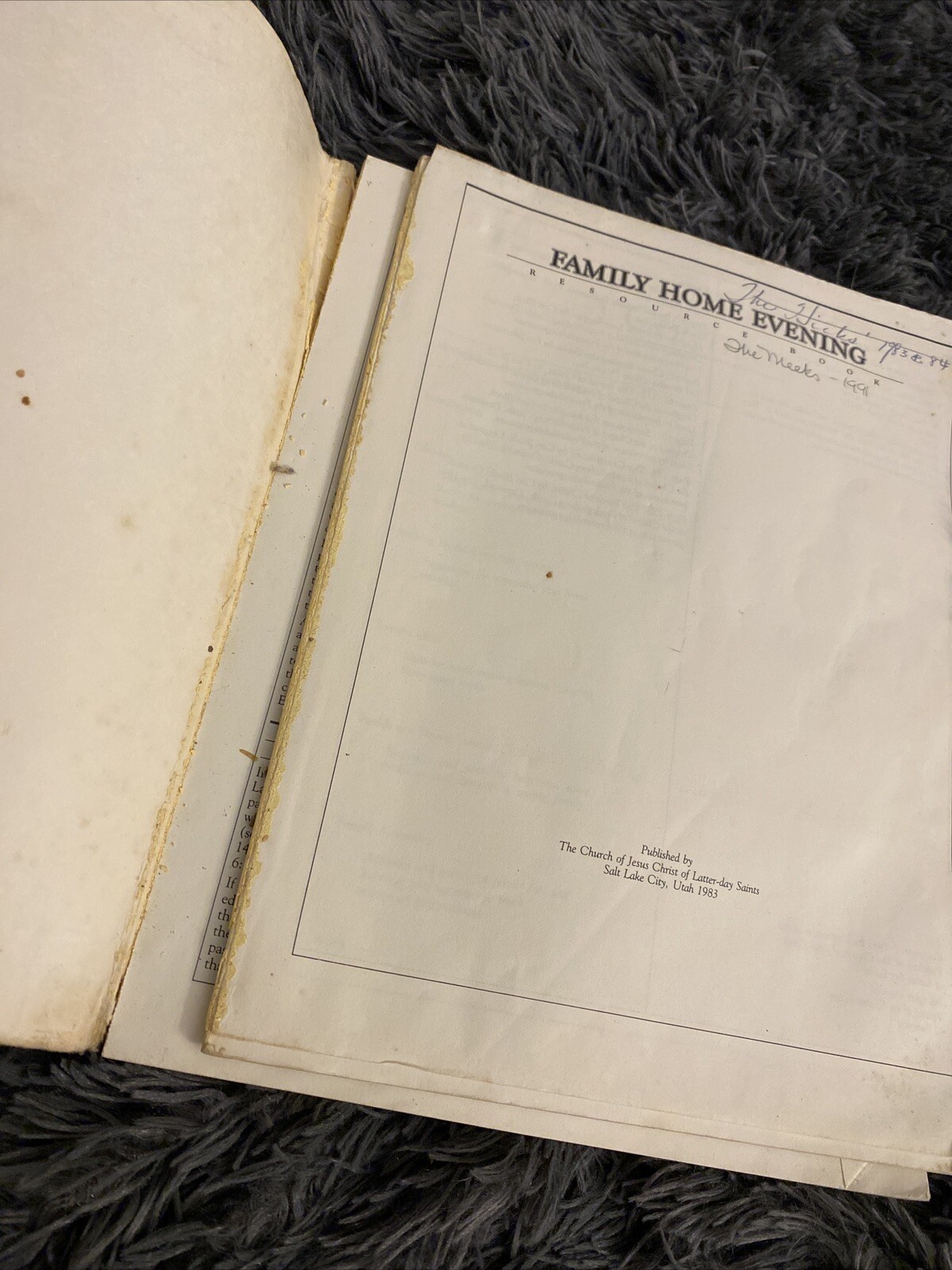 Family Home Evening Resource Book, 1983 – 346 pages – Acceptable Condition