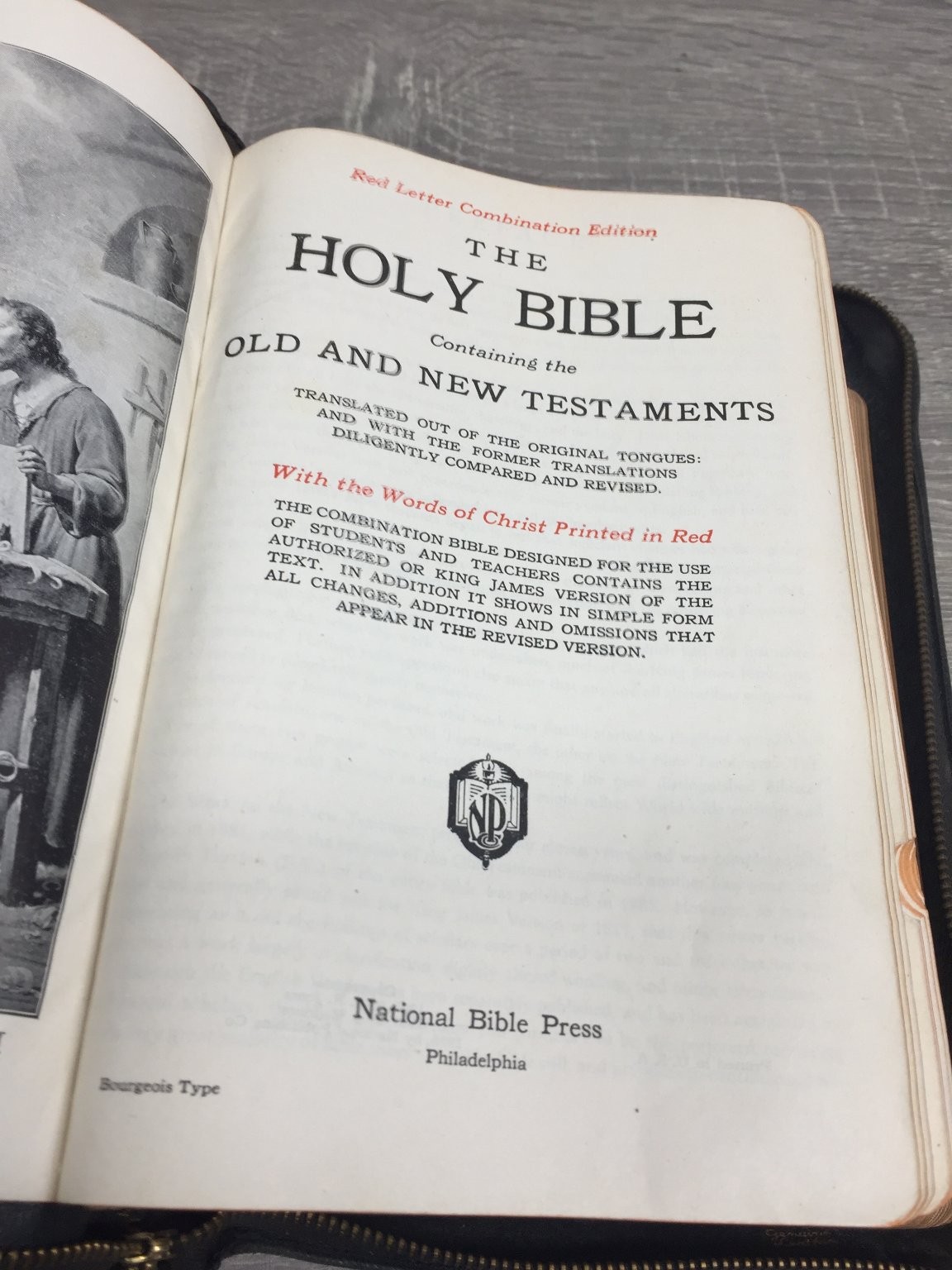 Holy Bible Self-Pronouncing S.S. Teachers Red Letter 1926 National Bible Press