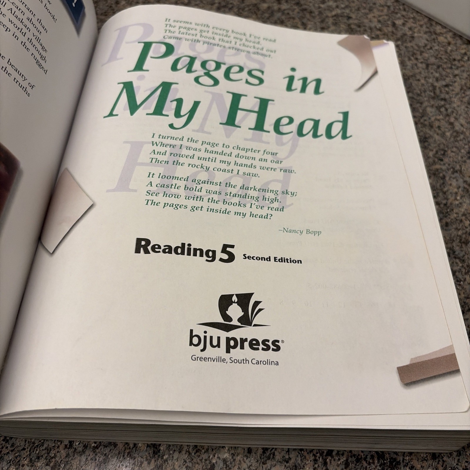 BJU Reading 5, Pages in My Head, 2nd Ed.
