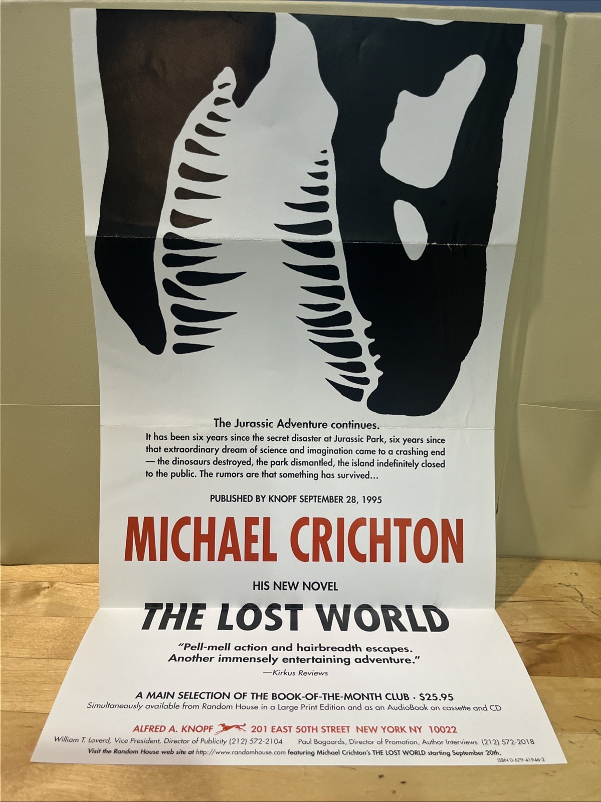 Michael Crichton The Lost World With Publisher Review Kit 1995 1st Trade Ed.