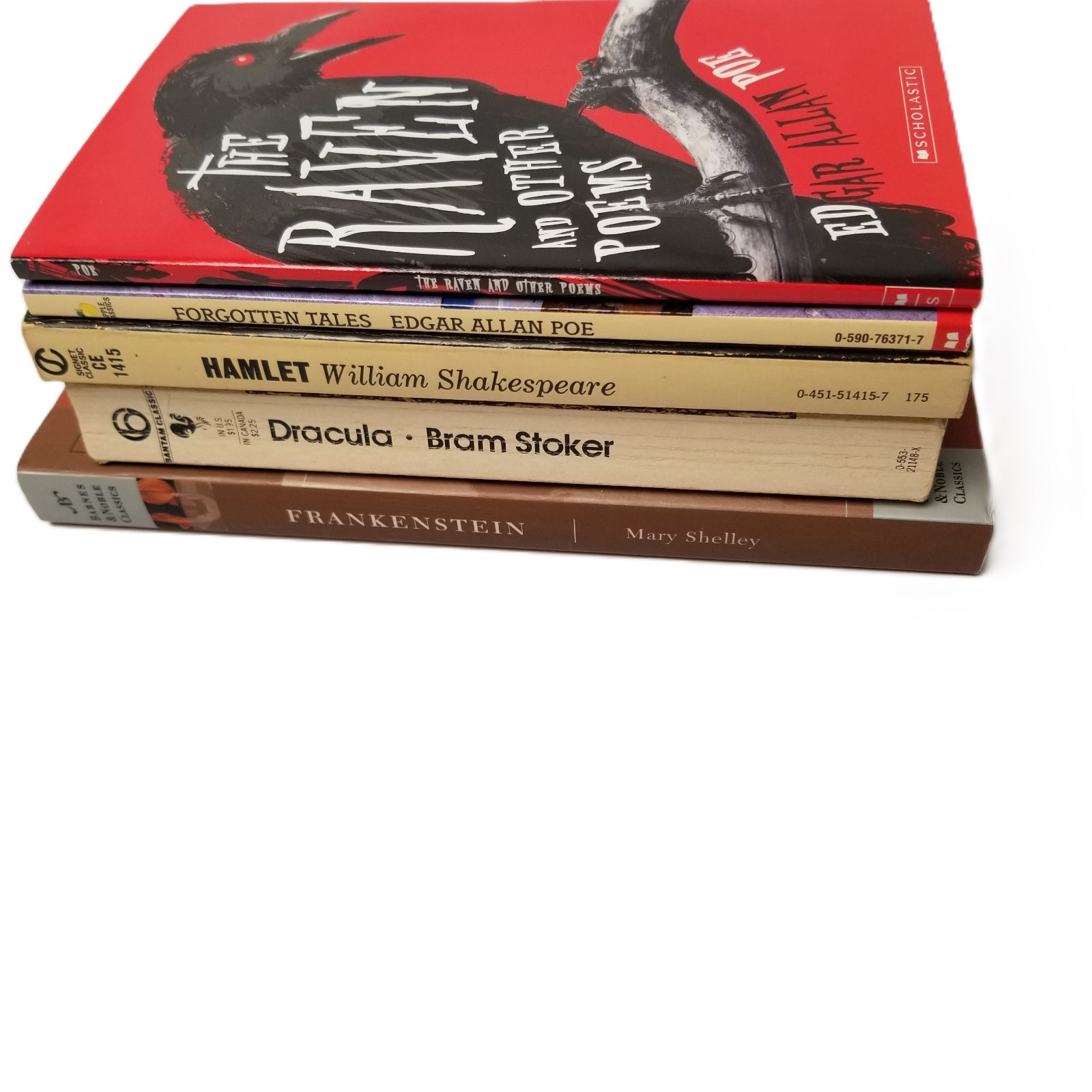 Gothic Classics Book Lot 5 Dracula Frankenstein Hamlet Edgar Allan Poe