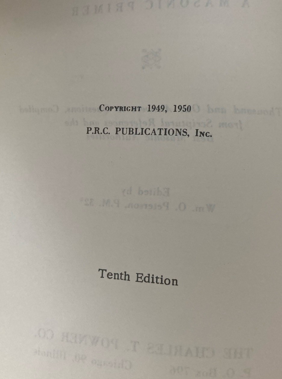 Masonic Quiz Book Ask Me Another Brother 1954 Wm. O. Peterson Powner 10th Ed.