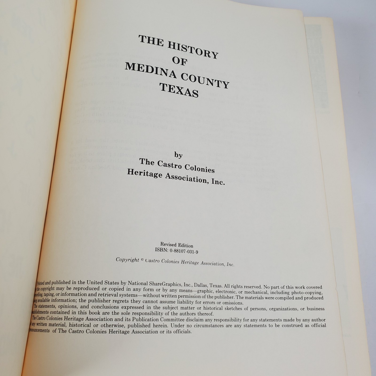 History of Medina County Texas Genealogy Volume 1 revised edition