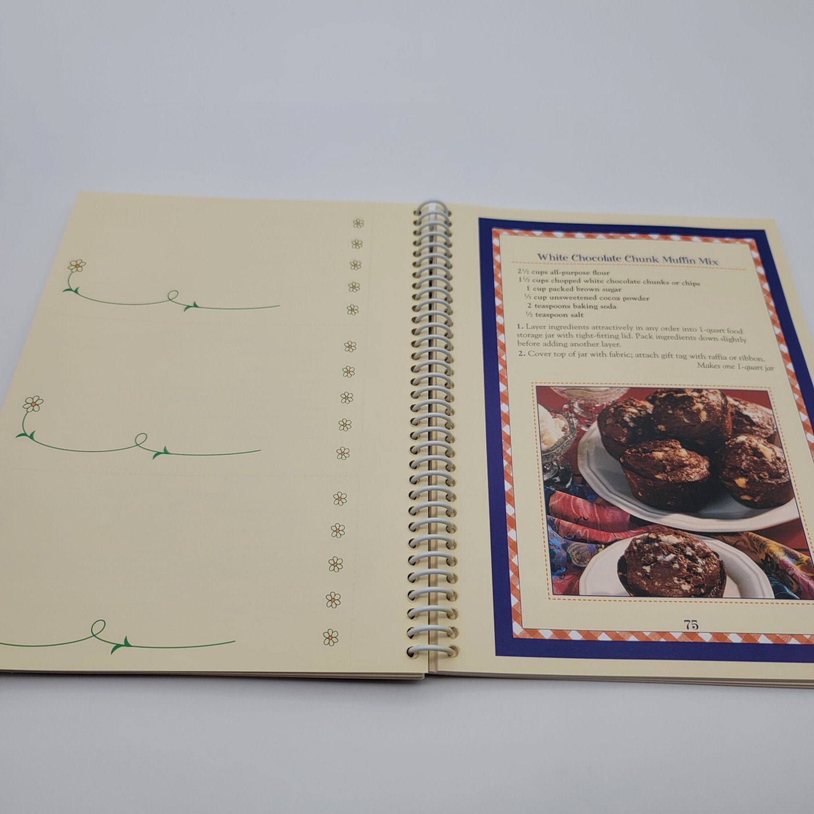Gifts from a Jar Cookies & Muffins Spiral Bound w/Raffia Fabric & Recipe Cards