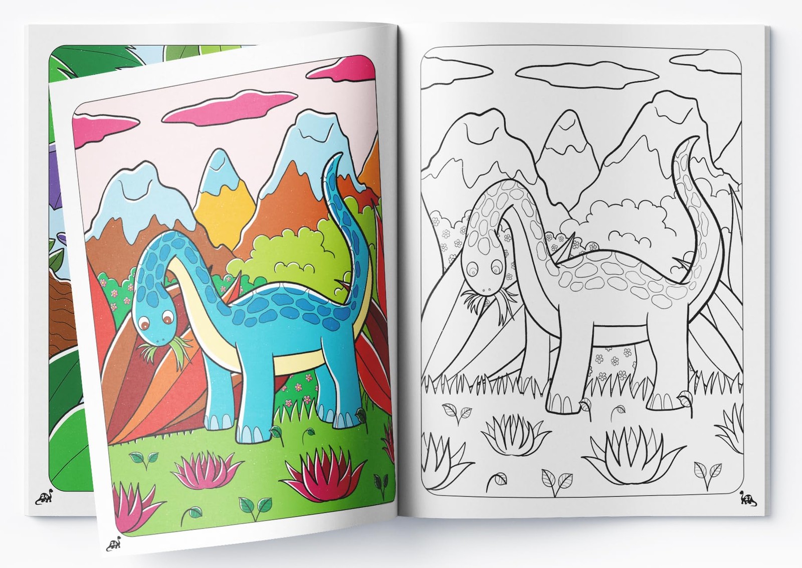 Little Dinosaur Copy Coloring Book For Kids Teal/Turquoise green