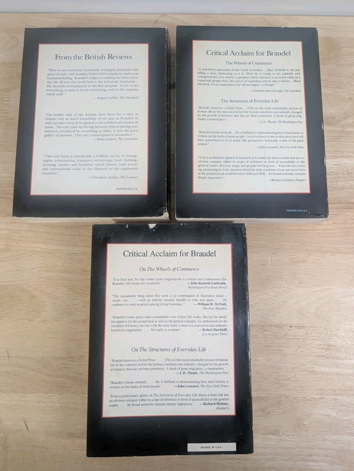 CIVILIZATION & CAPITALISM 15th-18th Century Set of 3 by Fernand Braudel Softback