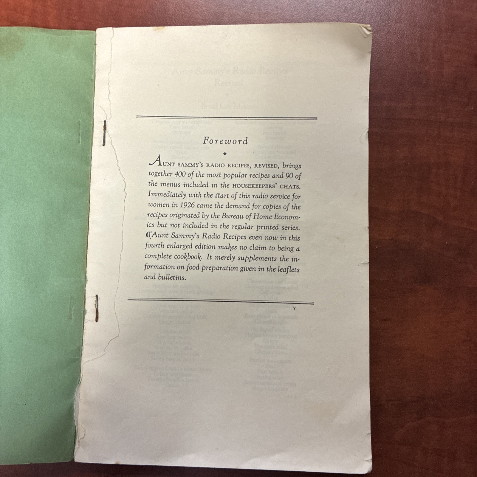 Cookbook 1931 Aunt Sammy’s Radio Recipes Revised USDA Home Economics