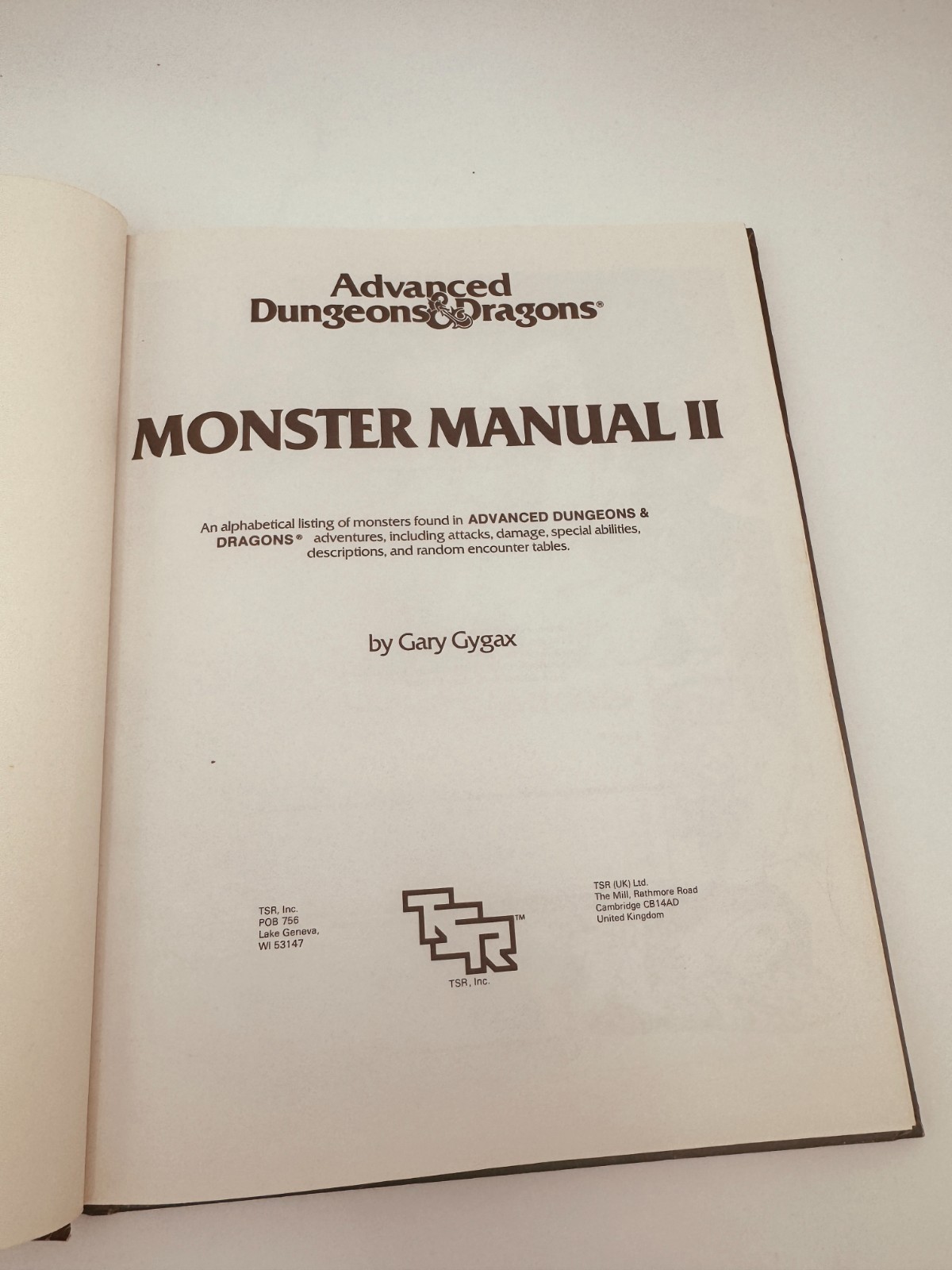 Advanced Dungeons and Dragons AD&D: Monster Manual II 1st Edition #2016 TSR