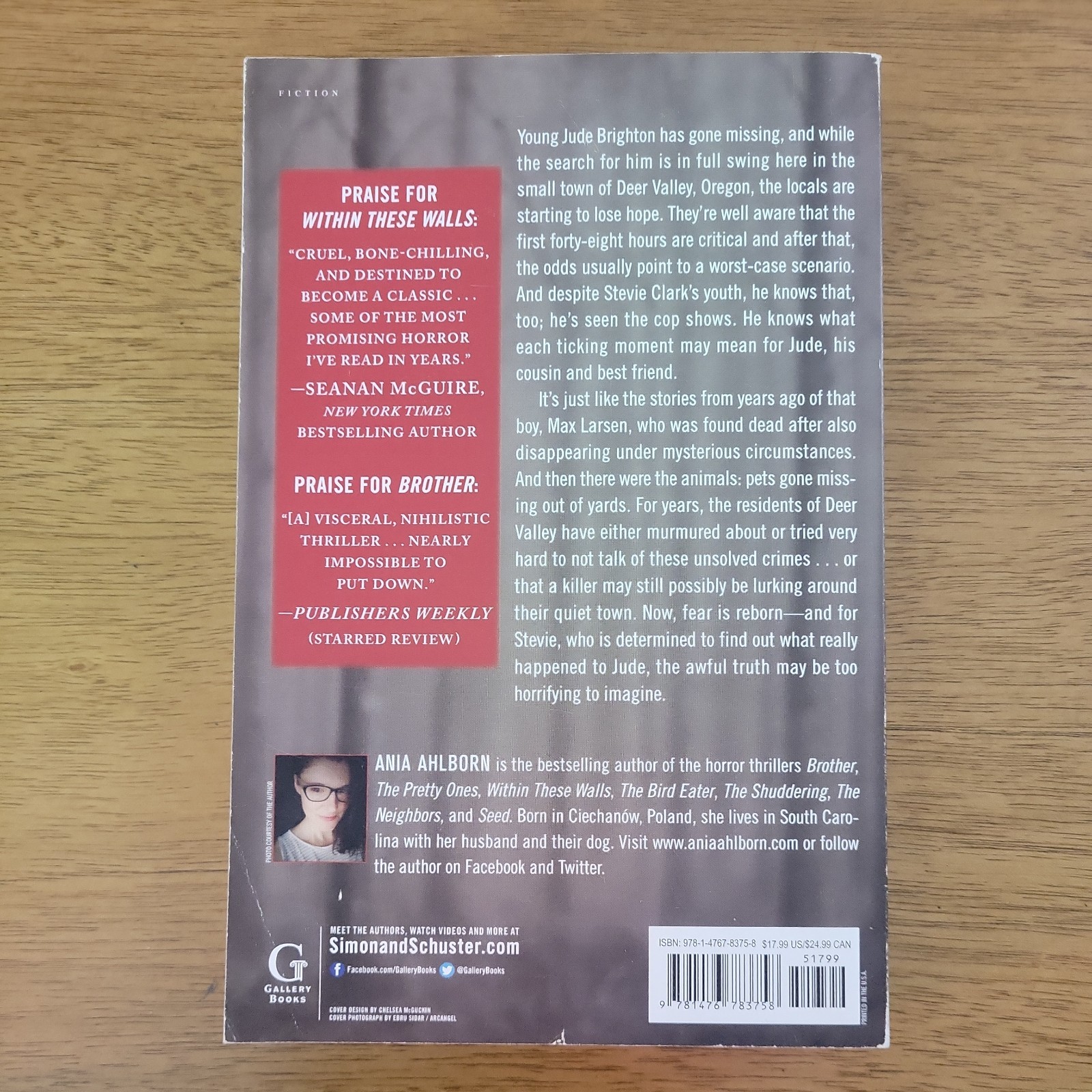 THE DEVIL CREPT IN – ANIA AHLBORN – Gallery Books Trade Paperback 2017