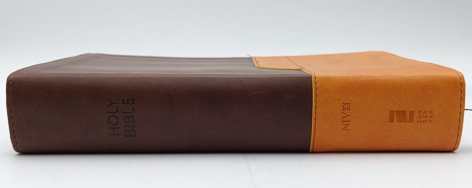 Zondervan NIV Large Print Lay-Flat Holy Bible Duo-Tone Chocolate/Amber w/Box