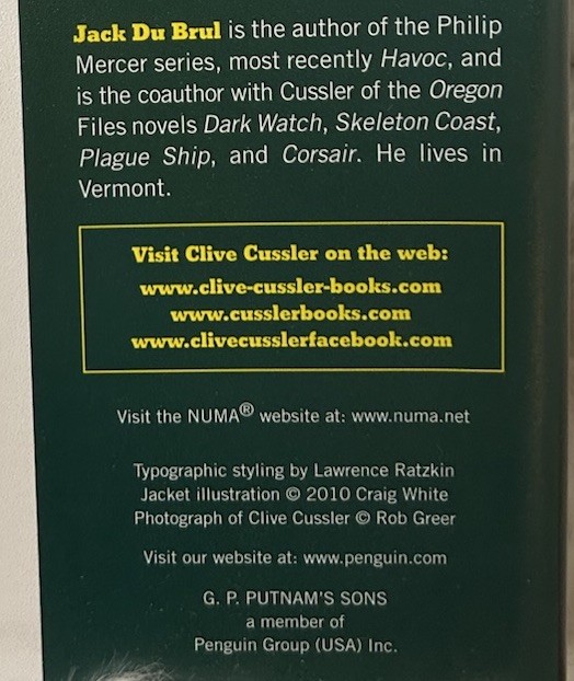 Signed x2 The Silent Sea Clive Cussler Jack Du Brul 2010 HCDJ Putnam Books VG