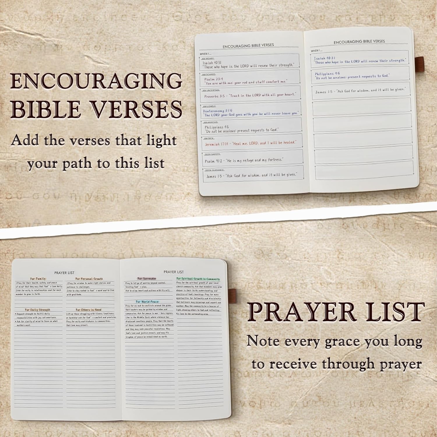 Leather Christian Bible Journal for Men, Prayer Journal for Scripture Study & Da