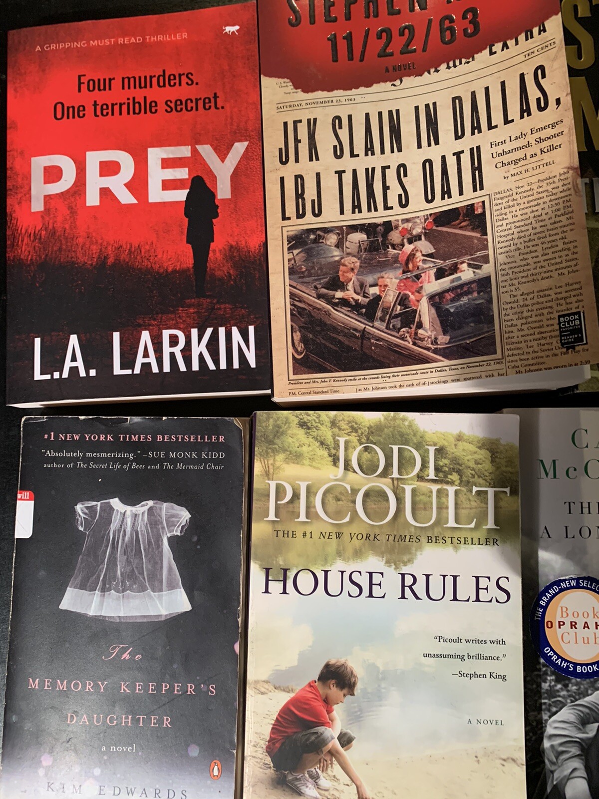 (9) Book Lot 2 HB 7 PB Authors Stephen King, Jodi Picoult, Carson McCullers, LA