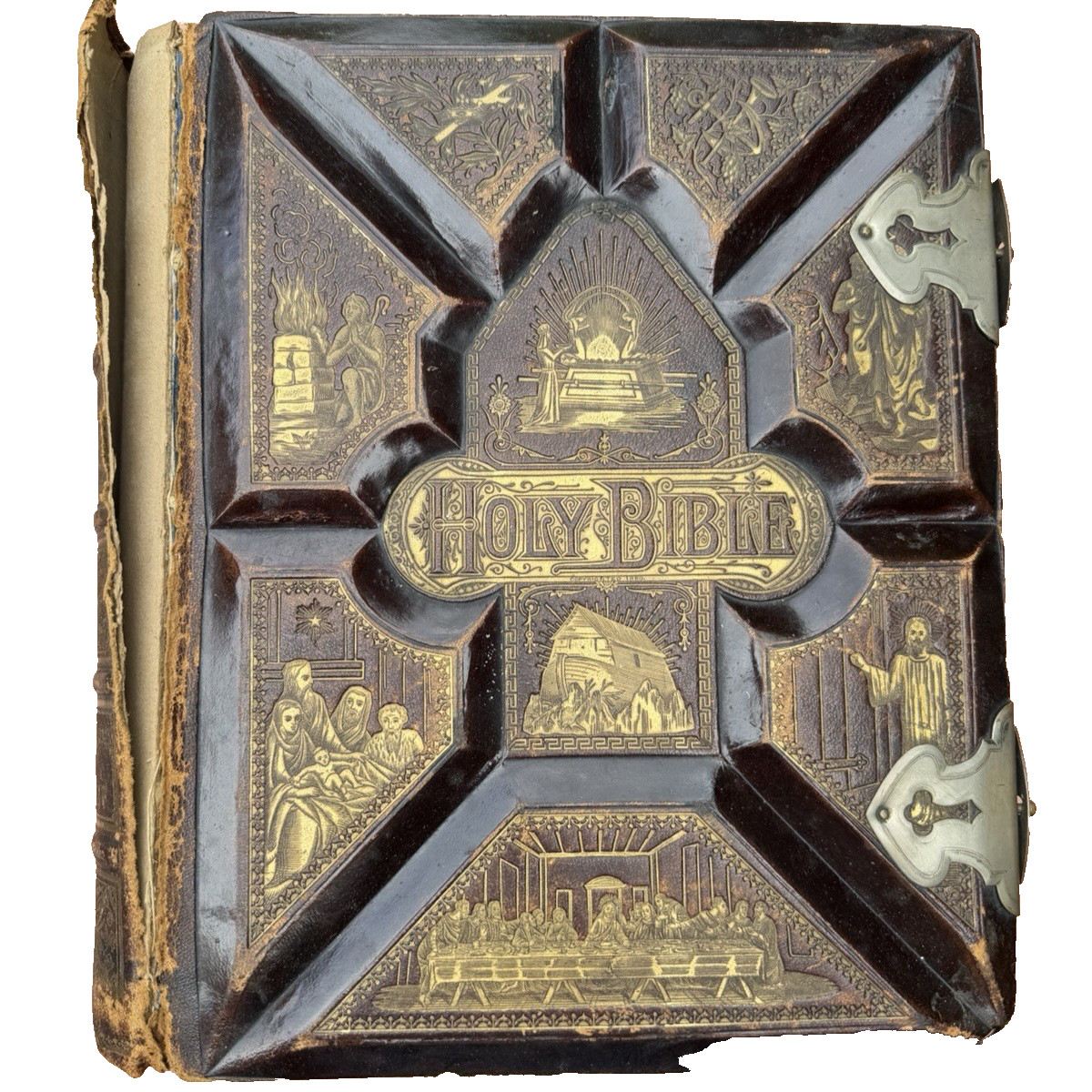 Victorian Holy Bible 1881 FM Dillie Co Cincinnati OH Pictorial Family RARE HEAVY