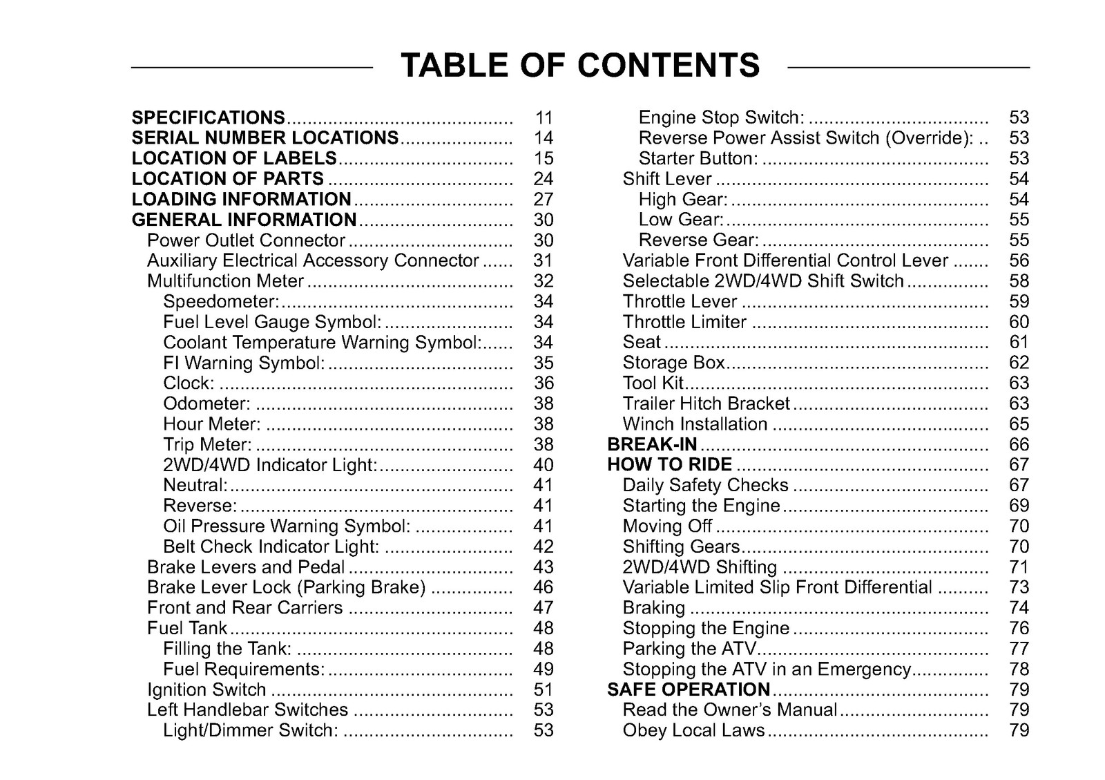 KAWASAKI Brute Force 750 4x4i Owners Manual 2010 – WIRE BOUND – TOUGH COVERS