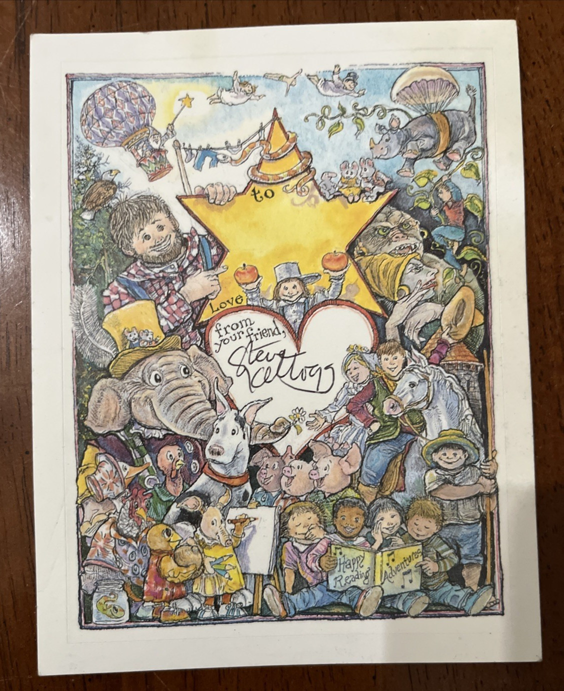 POST CARD/BOOKPLATE * ILLUSTRATED & SIGNED * STEVEN KELLOGG * 1991