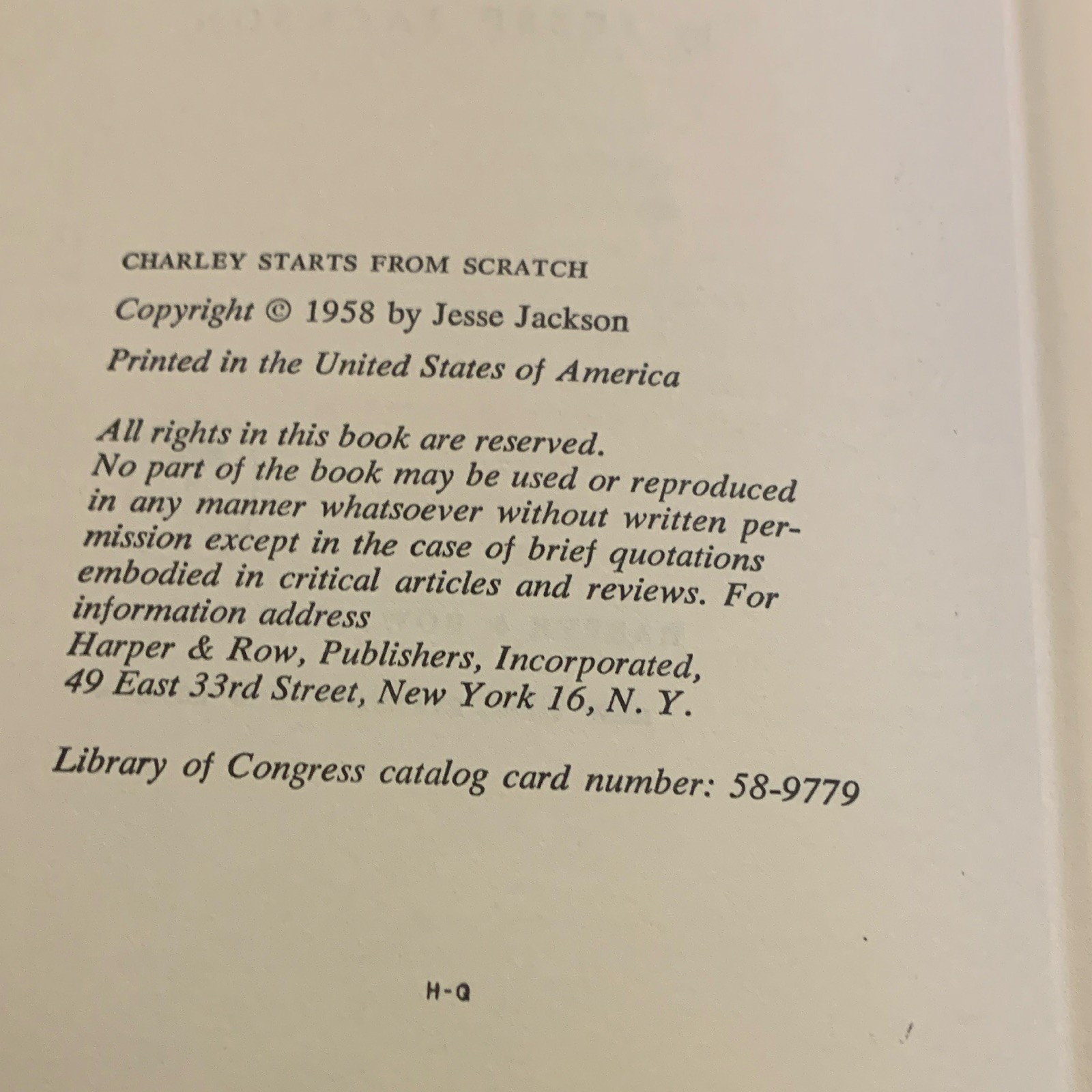 Charley Starts from Scratch by Jesse Jackson Hardcover 1958 Harper & Row Illus