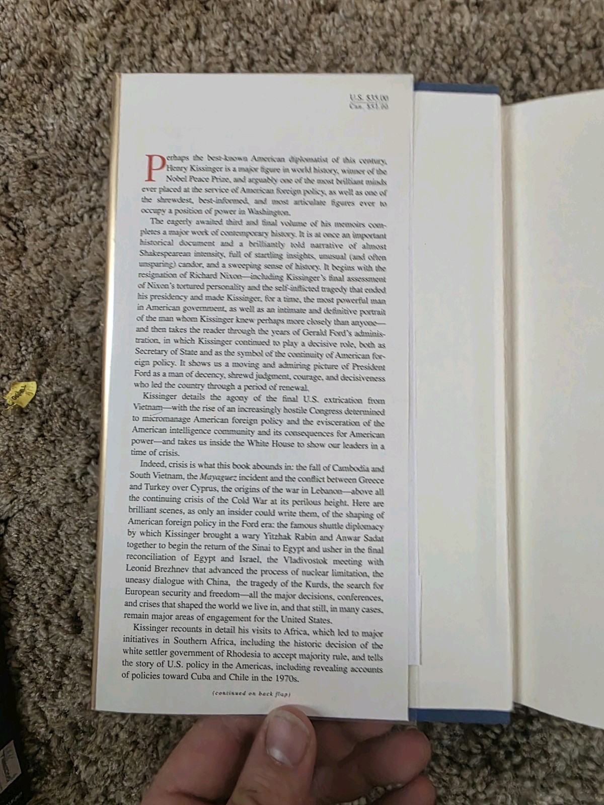 Henry Kissinger YEARS OF RENEWAL Hardcover Book Memoirs
