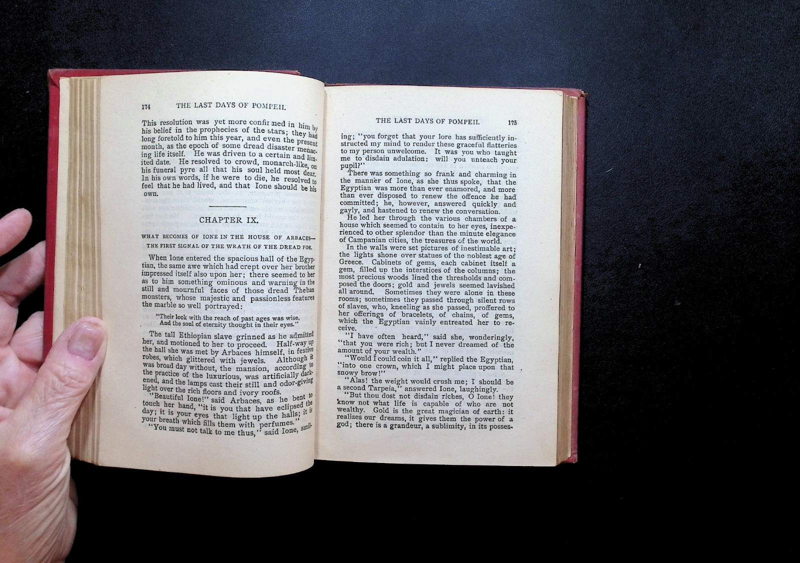 The Last Days of Pompeii by Bulwer Lytton Antique Red Decorative HC W.B. Conkey