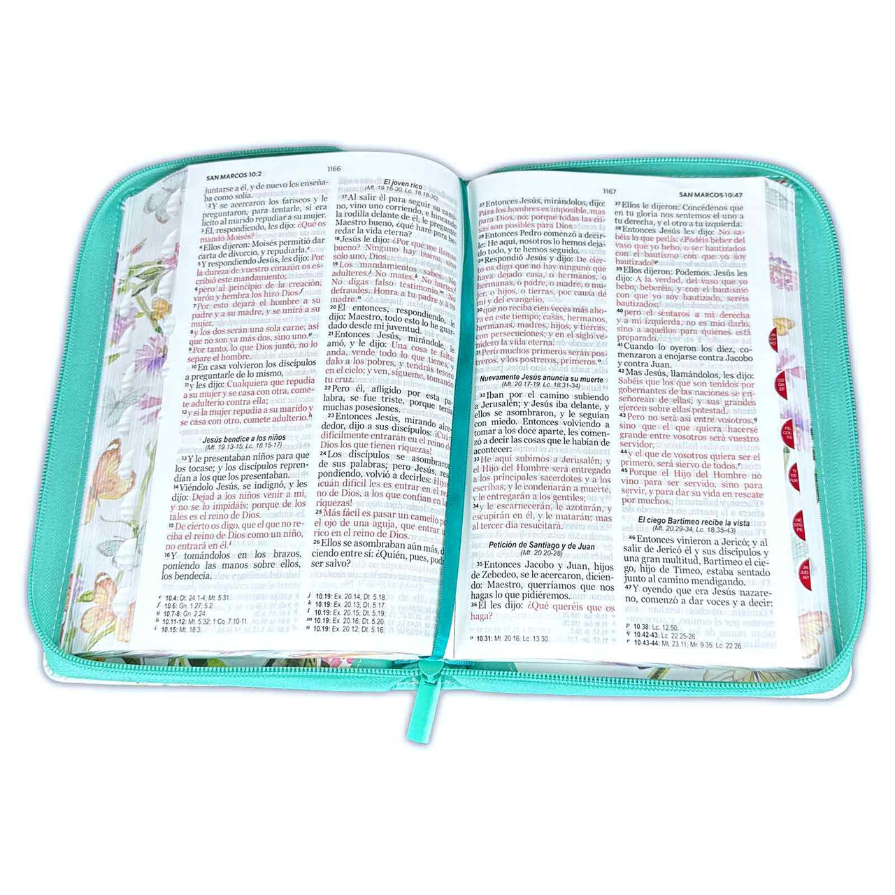 Biblia para Mujer con Cierre Letra 12 puntos RV1960 floral/mariposas con indice