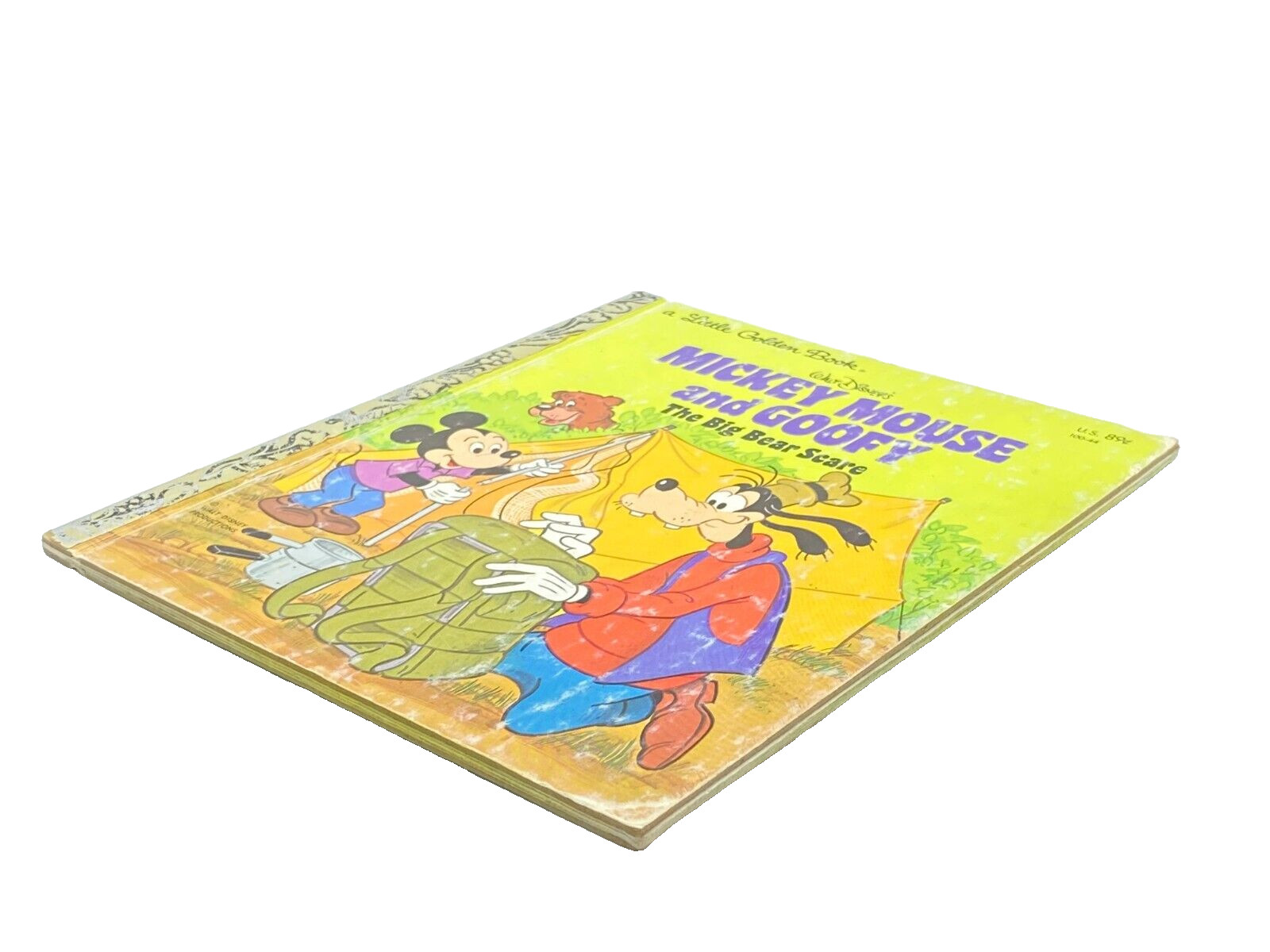 Mickey Mouse and Goofy THE BIG BEAR SCARE VTG Little Golden Book Disney 1978