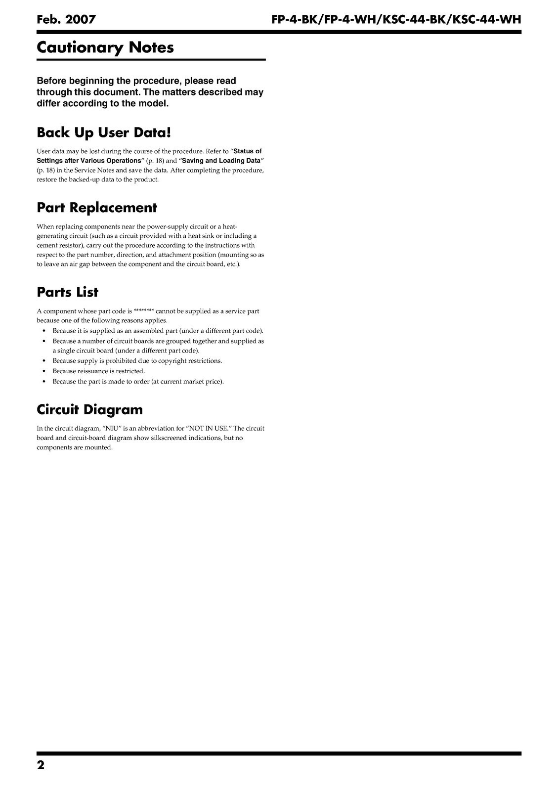 ROLAND FP-4 Digital Piano Service Manual 2007 – SECURED – COVERING – XL FOLDOUTS