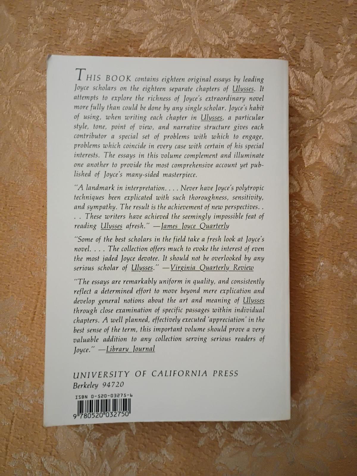 James Joyce’s Ulysses Critical Essays 1977 UC Press Paperback Printing Book