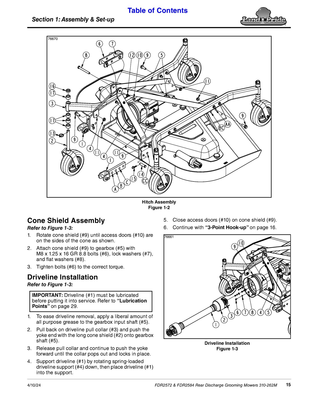 LAND PRIDE FDR2572 FDR2584 Grooming Mowers Operators Manual 2024 – WIRE BOUND