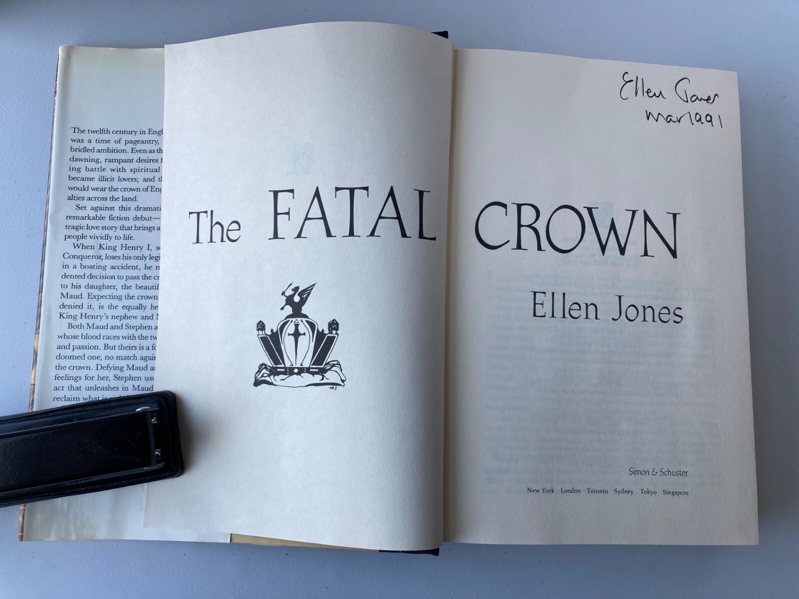 The Fatal Crown, Ellen Jones, 1993, Hardcover, 1st Edition, 1st Printing, Signed