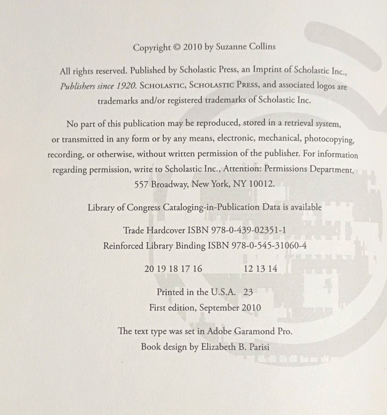 Suzanne Collins the Hunger Games Mockingjay 2010 Hardcover First Edition