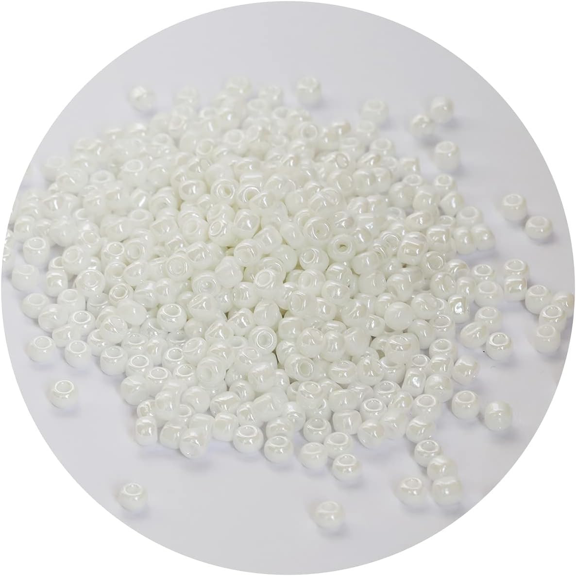 White Pearl Color 4Mm Seed Beads about 1200Pcs/100Grams in Bag, 6/0 Glass Craft
