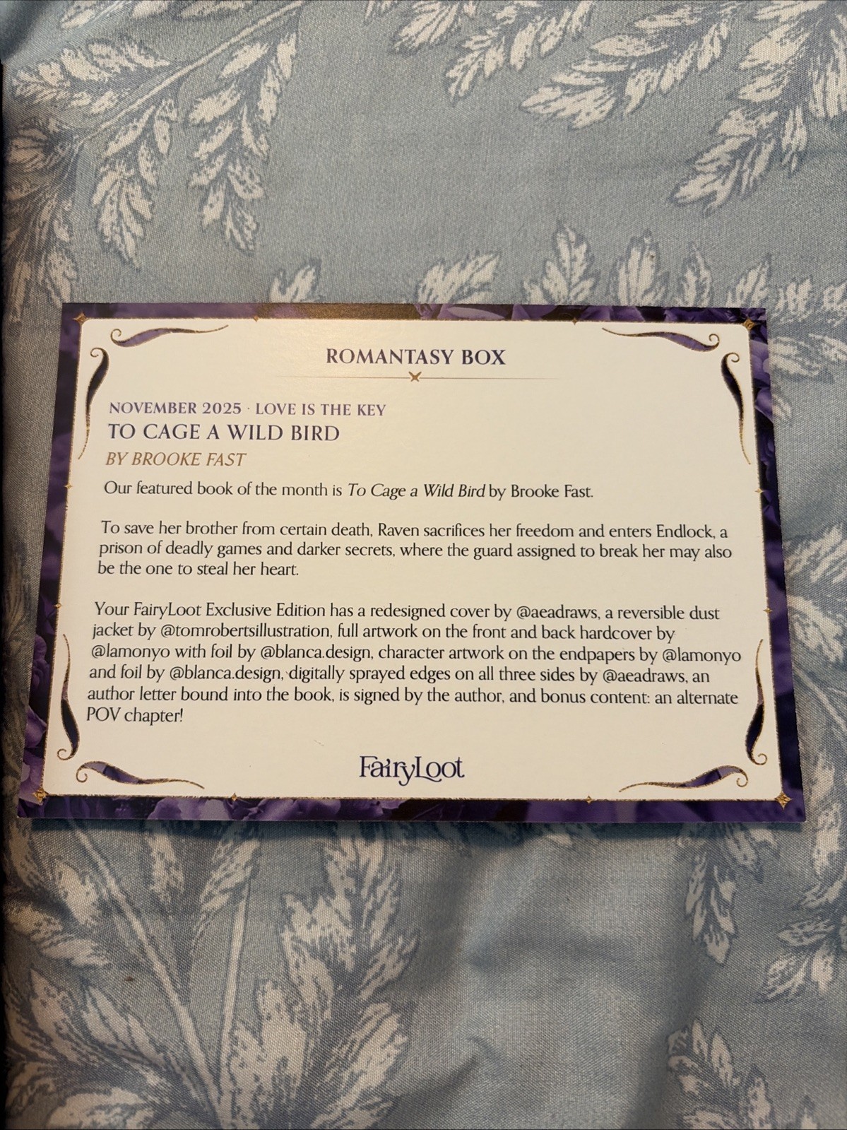 To Cage A Wild Bird By Brooke Fast Fairyloot Edition Signed